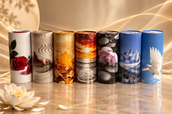 Urne de dispersion des cendres en carton – Décors au choix.