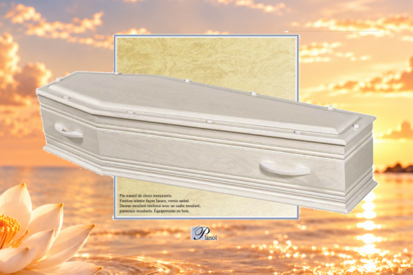 Cercueil PLANOL – Pin massif, finition lasure et vernis satiné