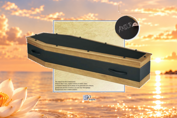 Cercueil PARAPHÉ – Pin massif, finition ardoise personnalisable